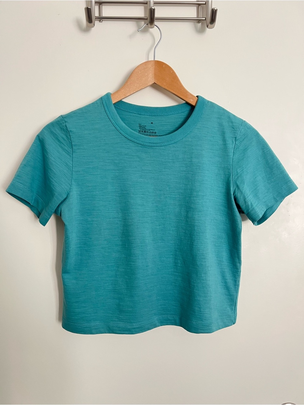 MUJI Turquoise Crewneck Short Sleeve Midi Top